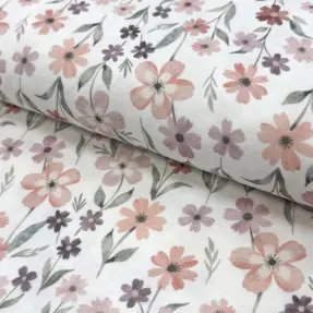 Dvojitá gázovina/mušelín Flowers Jana digital print