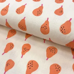 Dvojitá gázovina/mušelín Pears peach by JENNIFER BOURON ORGANIC